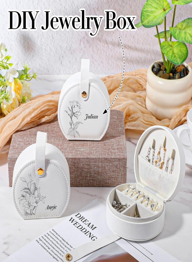 AojSup 6 Pack Travel Jewelry Case, Mini Leather Bridesmaid Jewelry Gift Box Bulk, Half Moon Design, Detachable Handle, Small Earring Storage Organizer for Women Girls Bridesmaid Proposal Gifts (White) - Image 3